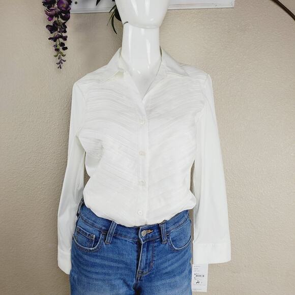 Lafayette 148 New York Long Sleeves Button Up Women Casual Classic White Top - Picture 12 of 13